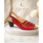 Sandale dama rosii din piele naturala box cu lac, cu toc mediu comod, model S33LR